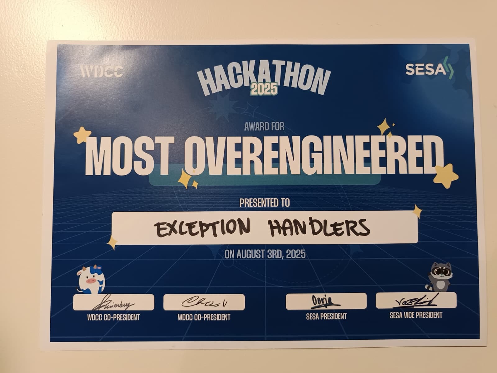 Most overengineered — certificate