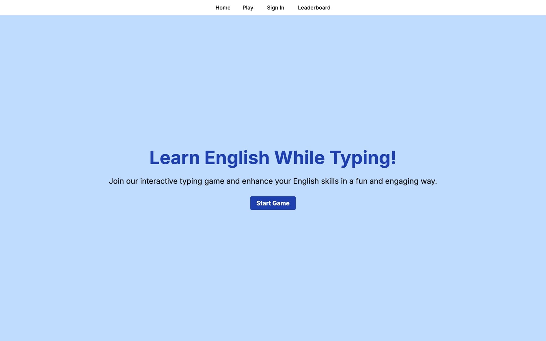 Typing game — Screenshot
